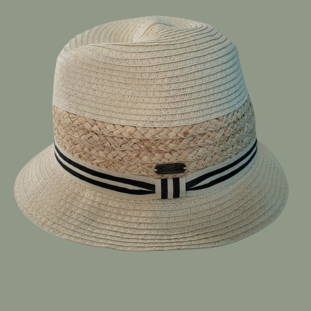 Sun N Sand Sun Fedora Hat Women’s One Size Natural Straw Beach Cruise UPF 50+